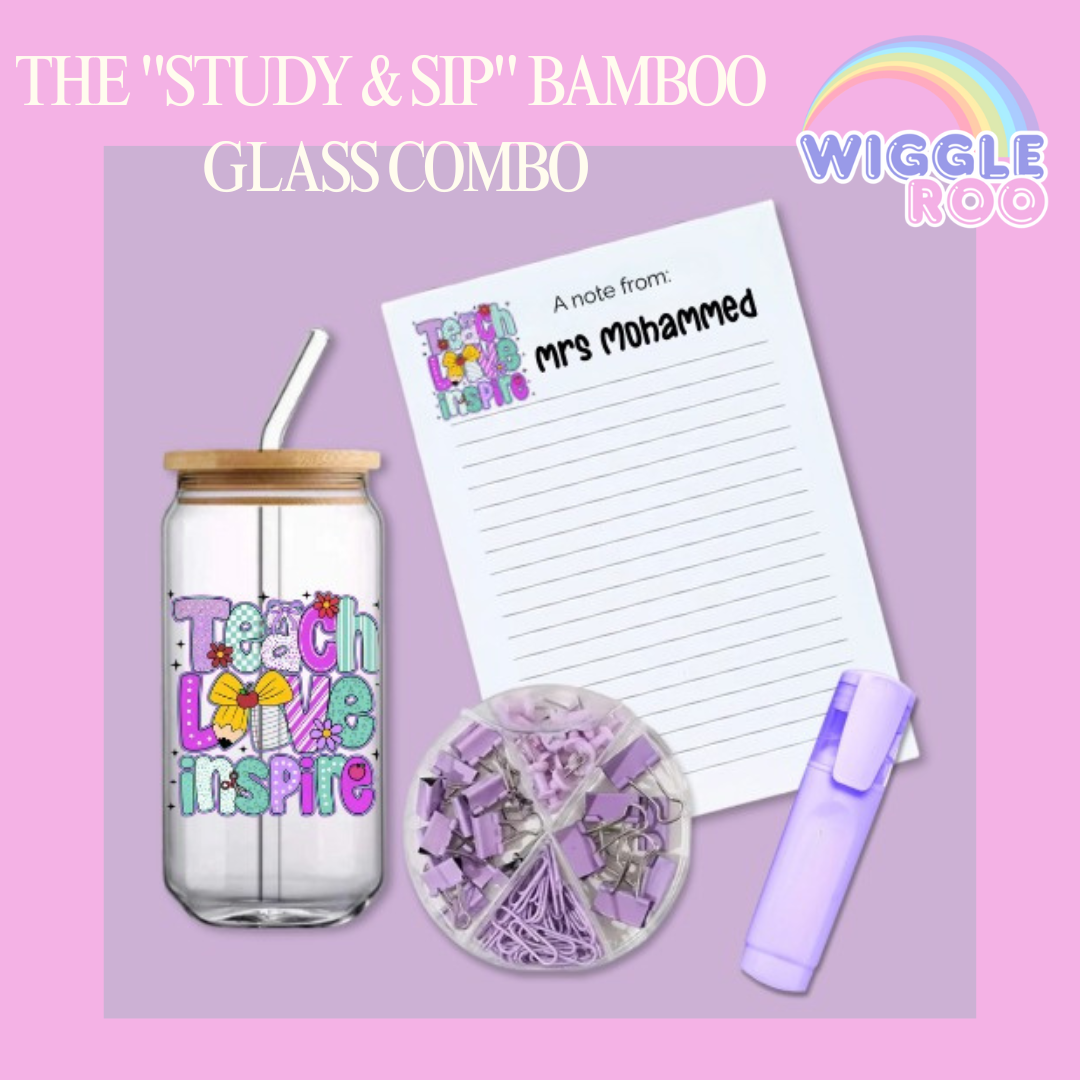 The "Study & Sip" Bamboo Glass Combo