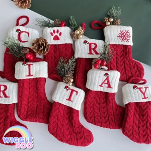 Custom Monogram Knitted Christmas Stockings